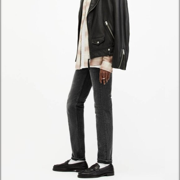 ALL SAINTS Washed Black Cigarette Skinny Fit Stretch Denim Jeans - Picture 2 of 9